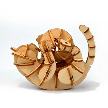 

Laser Cutting DIY Cat Rabbit Toys 3D Wooden Puzzle Toy Assembly Model Wood Kits Desk Decoration for Children Kids