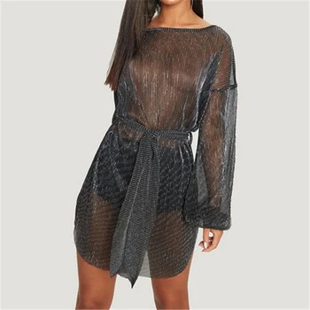 

Womens Bikini Cover Up Dress Holiday Perspective Beach Sundress Swimwear Bathing Suit Swimsuit Wrap Mini Dresses Casual Clothing