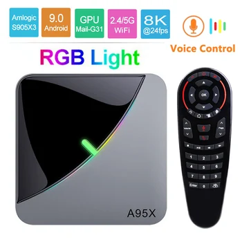 

A95X F3 Air RGB Light TV Box 8K Android 9.0 4GB 64GB Amlogic S905X3 4K HD 2.4/5G Wifi Youtube Media Player Smart Set Top TVBOX