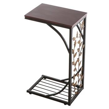 

54*30.5*21CM Leaf Pattern Iron Side Table Coffee Table Side Table Brown for bedroom livingroom