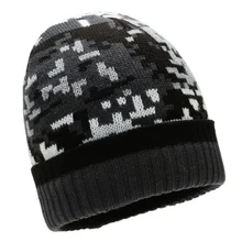 Зимняя эластичная вязаная облегающая шапка унисекс, камуфляжная шапка с толстой плюшевой подкладкой, теплые лыжные вязаные шапочки с манжетами