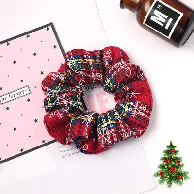 Red White New Рождественские резинки для волос для женщин и девочек, большие круглые резинки для волос, галстуки, держатель для конского хвоста, праздничные тканевые аксессуары для волос - Цвет: Red White New