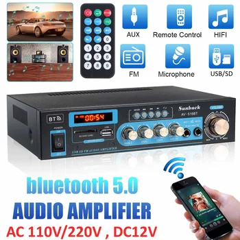 

Audio Amplifier HIFI 2CH 2000W Power bluetooth 12/220V Home Theater Amplifiers Audio with Remote Control Support FM USB SD Card
