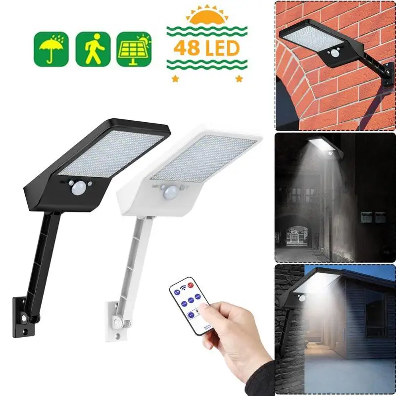 

Upgraded 60/56/48 LED Solar Lamp Remote Control PIR Motion Sensor Solar Light IP65 Waterproof Light Outdoor Wall Lamp Light