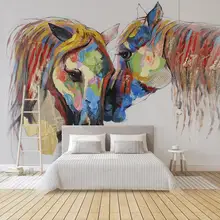 [Самоклеющиеся] 3D мультфильм лошадь WG621 настенная бумага настенная печать настенные наклейки живот