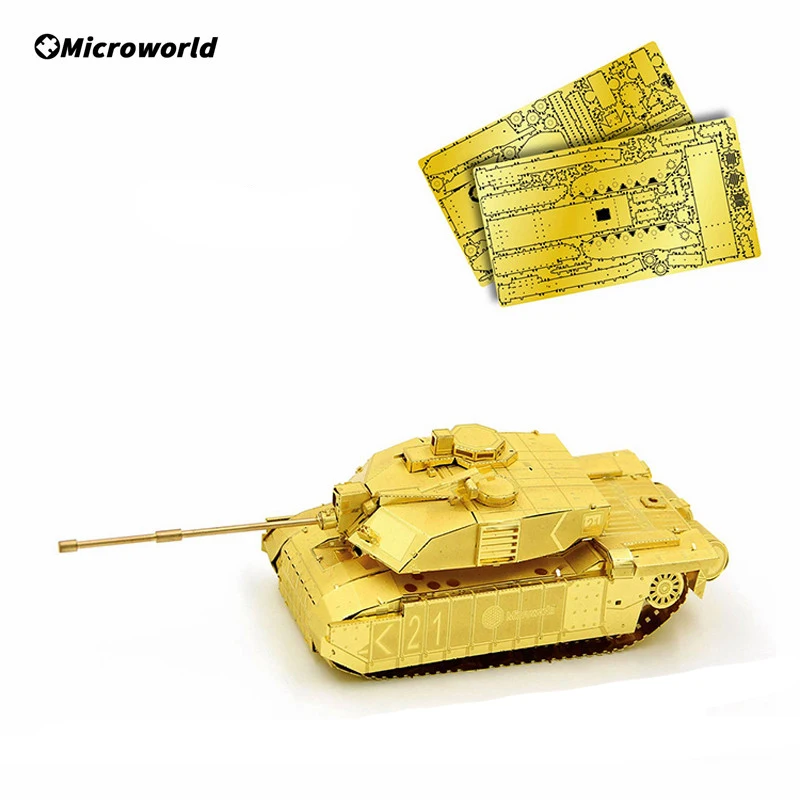 Microworld 3D Styling Tank Puzzle Toys Challenger 2 Tank Model Kits DIY Metal Jigsaw Teen Birthdays Gifts For Desktop Decoration 3