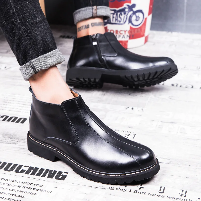 

2017 Autumn And Winter New Style Genuine Leather Men Martin Boots Retro round-Toe Leather Boot Fashion Youth Cowhide Short Boots