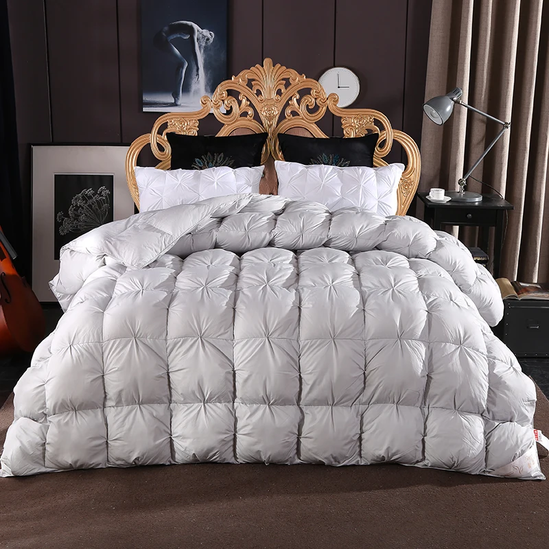 Gray Pink Blue White 100 Cotton Goose Down Soft Duvet Throw Blanket