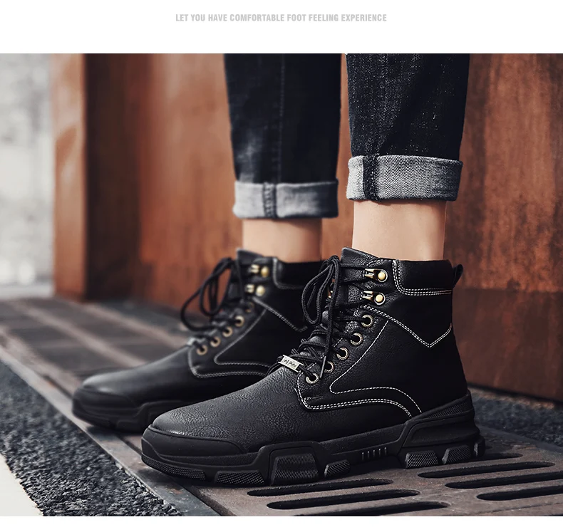 Мужская обувь; Модные Ботинки Martin для отдыха в британском стиле; botas hombre; мягкие удобные износостойкие мужские ботинки на шнуровке; AODLEE