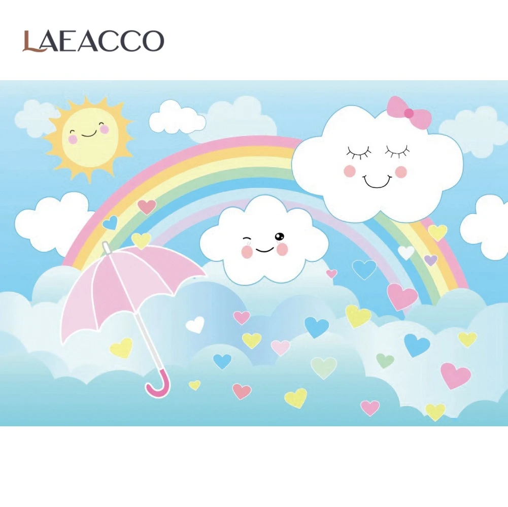 ビニールの背景ベビー漫画虹愛のハートの傘愛ハートスウィートラ誕生日パーティー写真の背景 背景 Aliexpress
