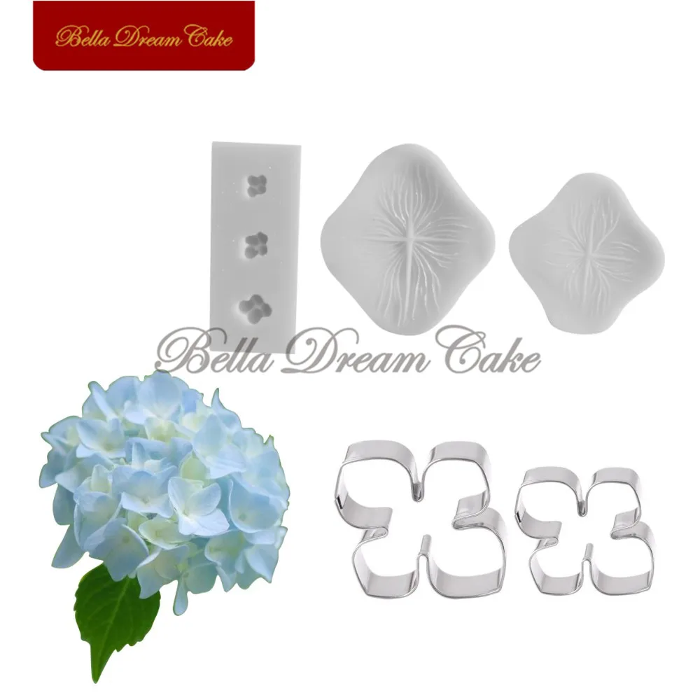 HydrangeaFlowerVeinerSiliconeMoldsStainlessSteelCutterMould