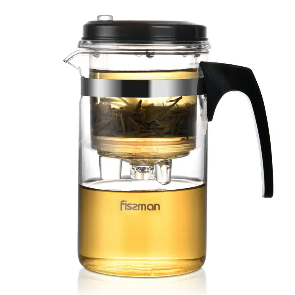 Термостойкий стеклянный чайник Fissman для чая с фильтром заварки китайский