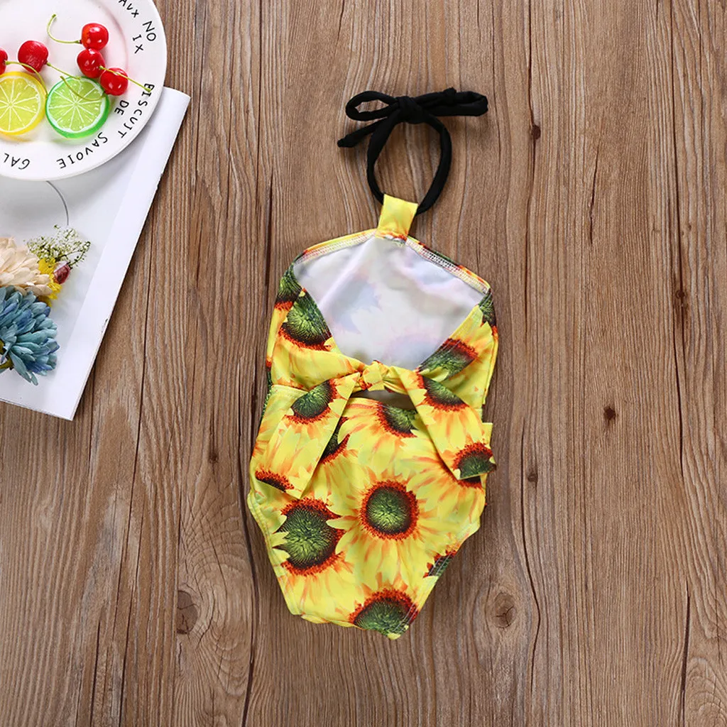 toddler baby girl swimwear one piece Bikini swimsuit fused Kids Swimwear children Swimsuit Bathing Sunflower Swimming Clothes