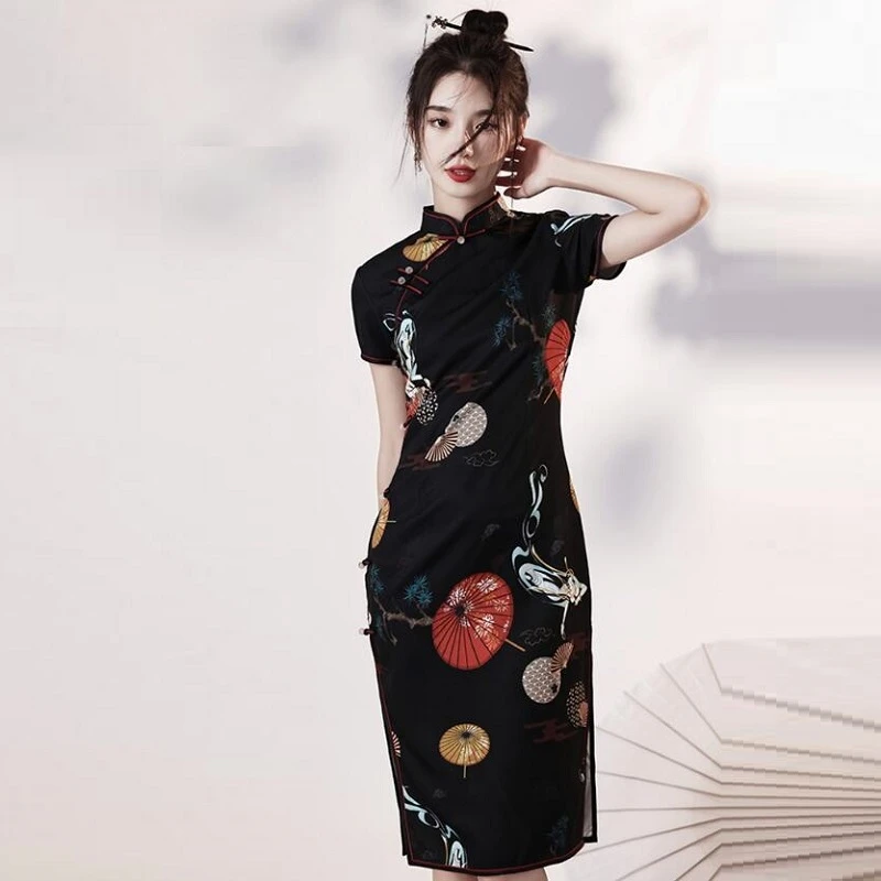 2021 New Summer Chinese Dress Qipao Casual Harajuku Traditional Chinese  Clothes Vintage Modern Cheongsam Dress For Women Ff3361 - Cheongsams -  AliExpress