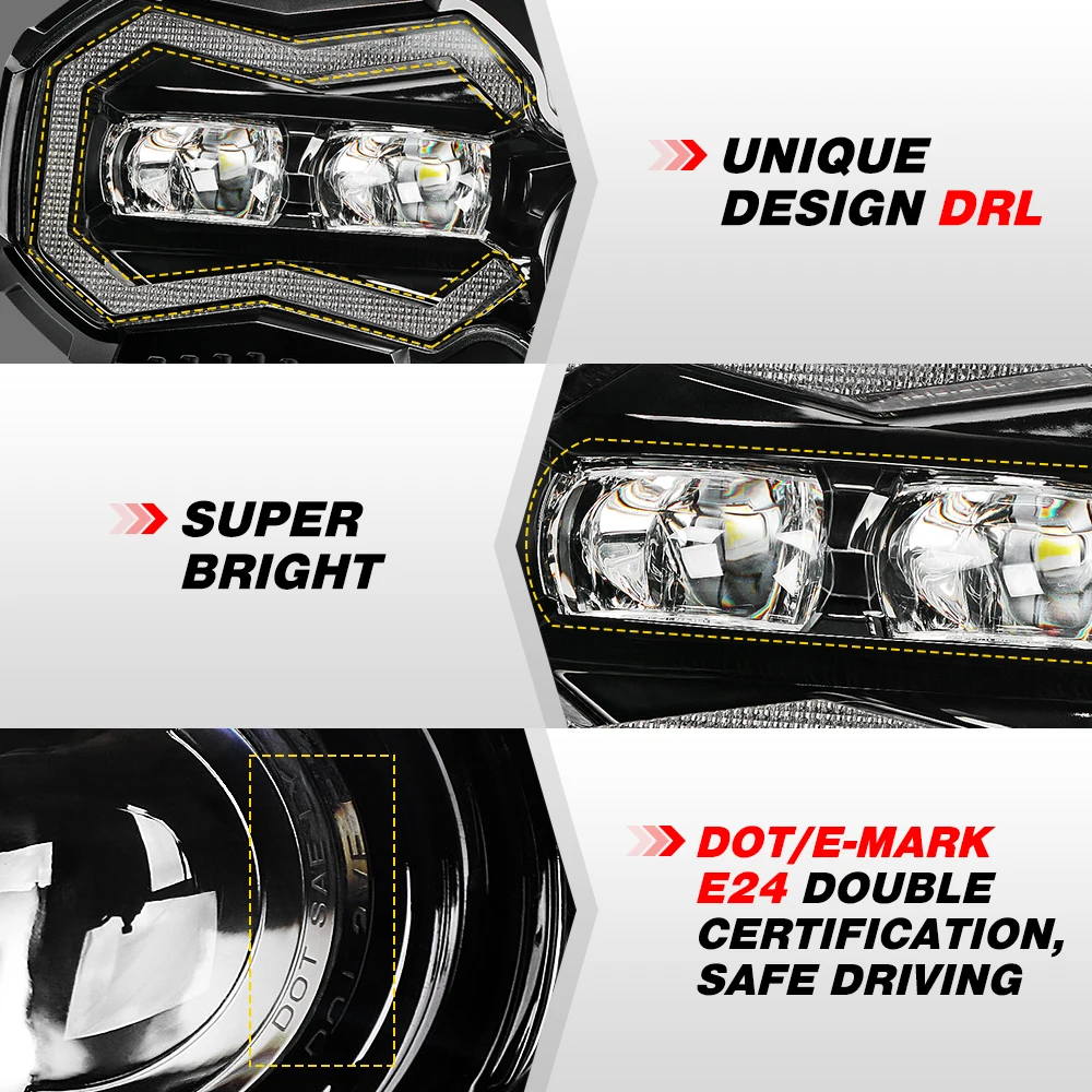 Motorcycle LED projector headlight assembly 110W E24 E-Mark approved for BMW F650 700 800 GS F800GS ADV 2008 -
