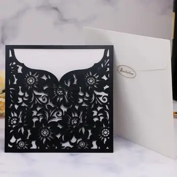 

20pcs/lot Exquisite Flower Sculpture Wedding Invitation Card Pearl Paper Envelope Garden Theme Party Engagements Invitation Card