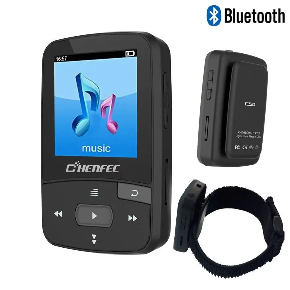 Мини Клип Спорт Bluetooth 4,2 MP3 плеер новая версия MP3 музыкальный плеер с FM, рекордер, поддержка TF/SD карты+ повязка на руку - Цвет: CF-C50-8GB-Black