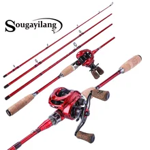 Sougayilang катушка для рыболовной удочки baitcasing Combo-4 секции, 2,1 м, 2,4 м, приманка, удочки, удочка для литья, 9+ 1BB катушки, Casti