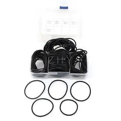 

110 Pcs 2.4mm 5 Kinds Flexibal Black Rubber Oil Filter Seal Ring Washer Set