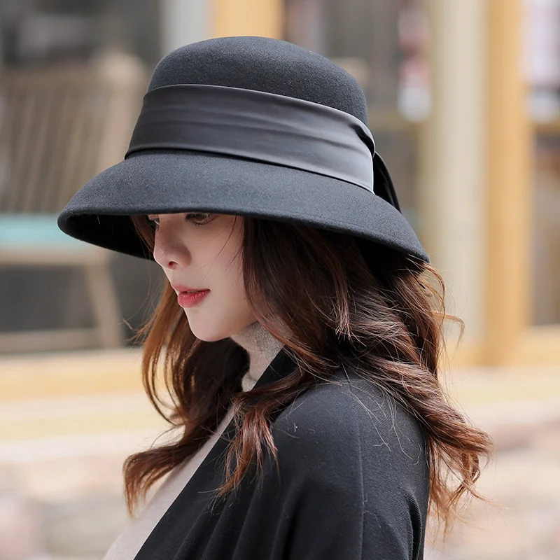 01909-jinri82 зимняя шерсть Британский элегантный Хепберн Стиль Формальная Женская кепка с покрывалом женская уличная шляпа для отдыха