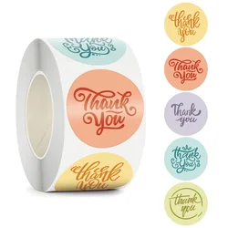 Étiquettes autocollantes de remerciement pour enfants, 6 modèles, 500 pièces/rouleau, papeterie colorée, Scrapbooking, bonbons ronds, 1.5 pouces 