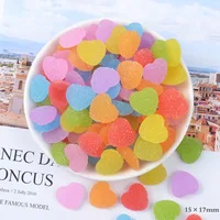 10pcs Cute Resin Love heart Candy Charms For Slime Filler DIY Cake Ornament Phone Decoration Resin Charms Slime Supplies Toys 1