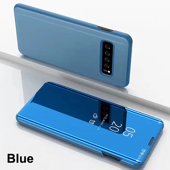 Blue Умный зеркальный флип-чехол для samsung Galaxy S10 S8 S9 плюс S7 S6 край S10E Note 8 9 J3 J4 J5 J7 A3 A5 A6 A7 A8 крышка - Цвет: Blue