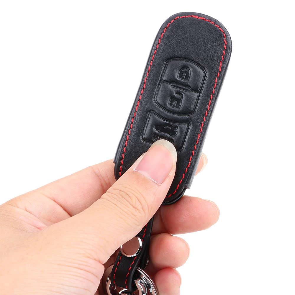 LEEPEE ключей, автомобильные держатели для ключей чехол сумка Автомобильный держатель для ключей для Mazda 2 3 6 CX-5 CX-3 CX-4 CX-7 CX-9 AXELA из натуральной кожи