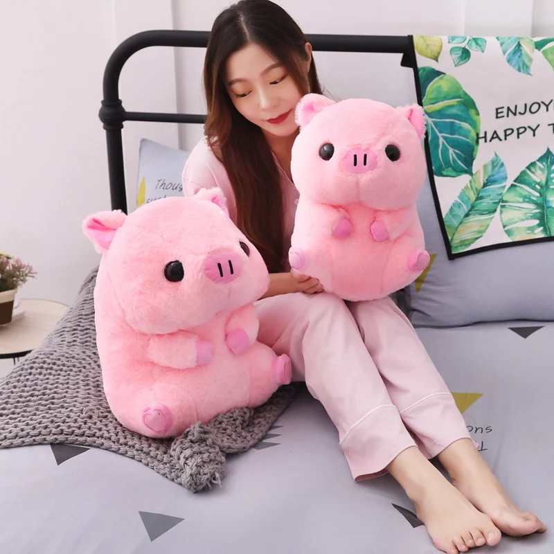 50cm Pink sitting posture pig big head blessing pig plush toy super cute round stuffed pig high quality doll gift for children