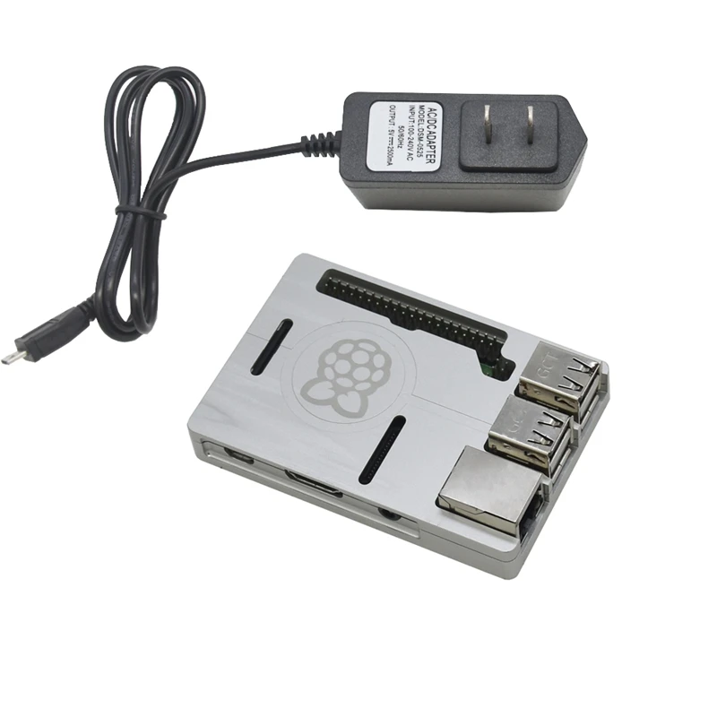 3 в 1 для Raspberry Pi 3 Model B+(плюс)+ ЧПУ Алюминий чехол с выходом 5V 2.5A Мощность адаптер Наборы штепсельная вилка стандарта США