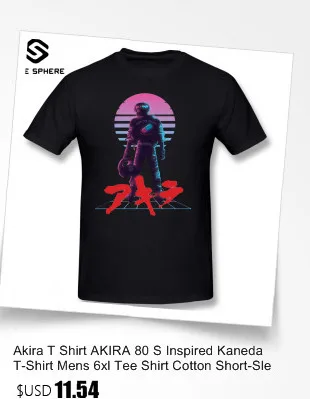 Акира футболка Акира 80 S вдохновленная футболка kaneda Мужская 6xl футболка хлопок короткий рукав пляж печатных милые футболки
