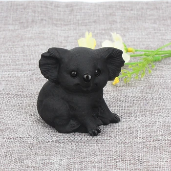 

Natural crystal obsidian Big koala Crystal healing home decoration handiwork sculpture Energy stone Animal carvings