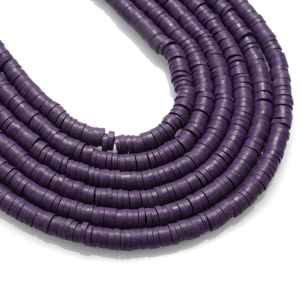 thumbnail image 1 of 330 piezas/tira de 4/6 mm de cuentas de arcilla polimérica redondas planas, espaciador suelto de disco de chip, cuentas Heishi para hacer pulseras de joyería hechas a mano, 1 of 5