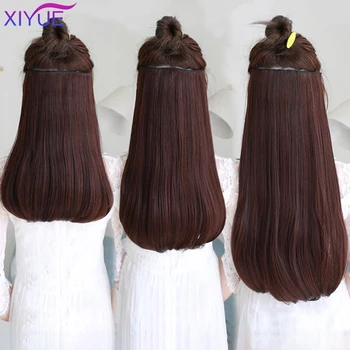 

XIYUE Long Straight Clip in Synthetic Hair Extensions Black Brown High Tempreture Pink Blue Red Hair Piece Bulk Hair Extension