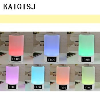 

KAIQISJ Portable Wireless 7 Color LED Speaker Touch Control Night Light Lamp Alarm clock Smart timing can Mobile Phone connector