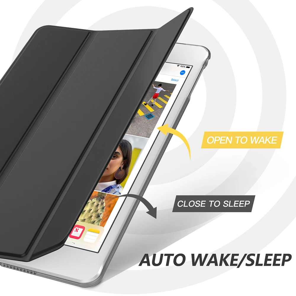 Tablet Case For Apple iPad 5 6 Three Fold Stand Bracket PU Leather Cover for 5th 6th Generation Auto Wake Funda