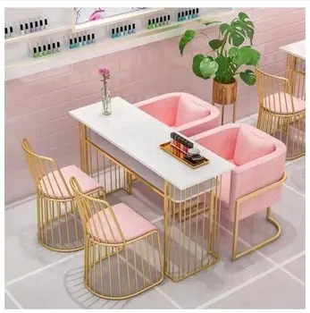 

Instagram Nordic Double Marble Manicure Table & Chair Set is a bargain budget iron art single and double nail salon table