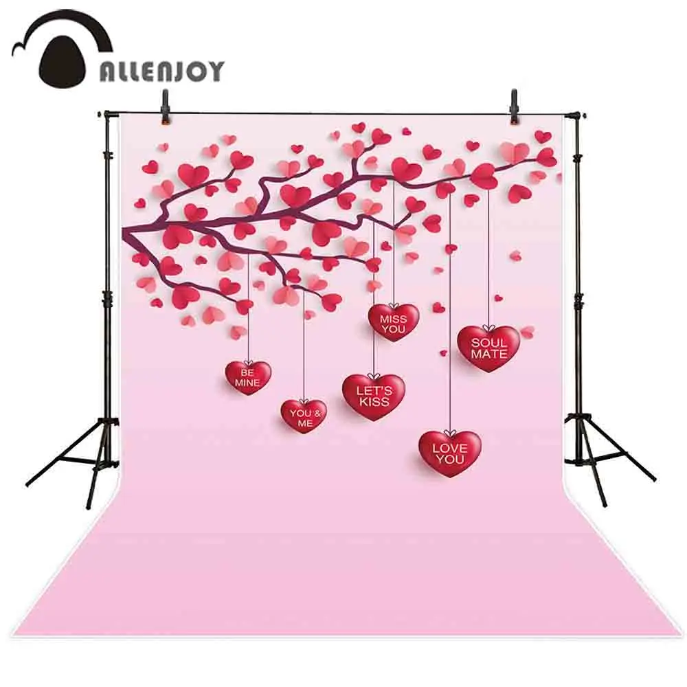 

Allenjoy pink background valentines day February 14 heart tree wedding photocall boda photography photo backdrop studio props