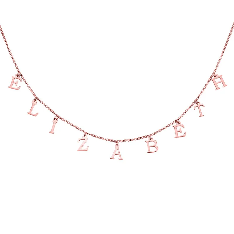 AILIN ожерелье с именем золотого цвета, персонализированное ожерелье с именем, кулон-табличка с именем, колье с буквами, ожерелье на заказ, женский подарок - Окраска металла: rose gold