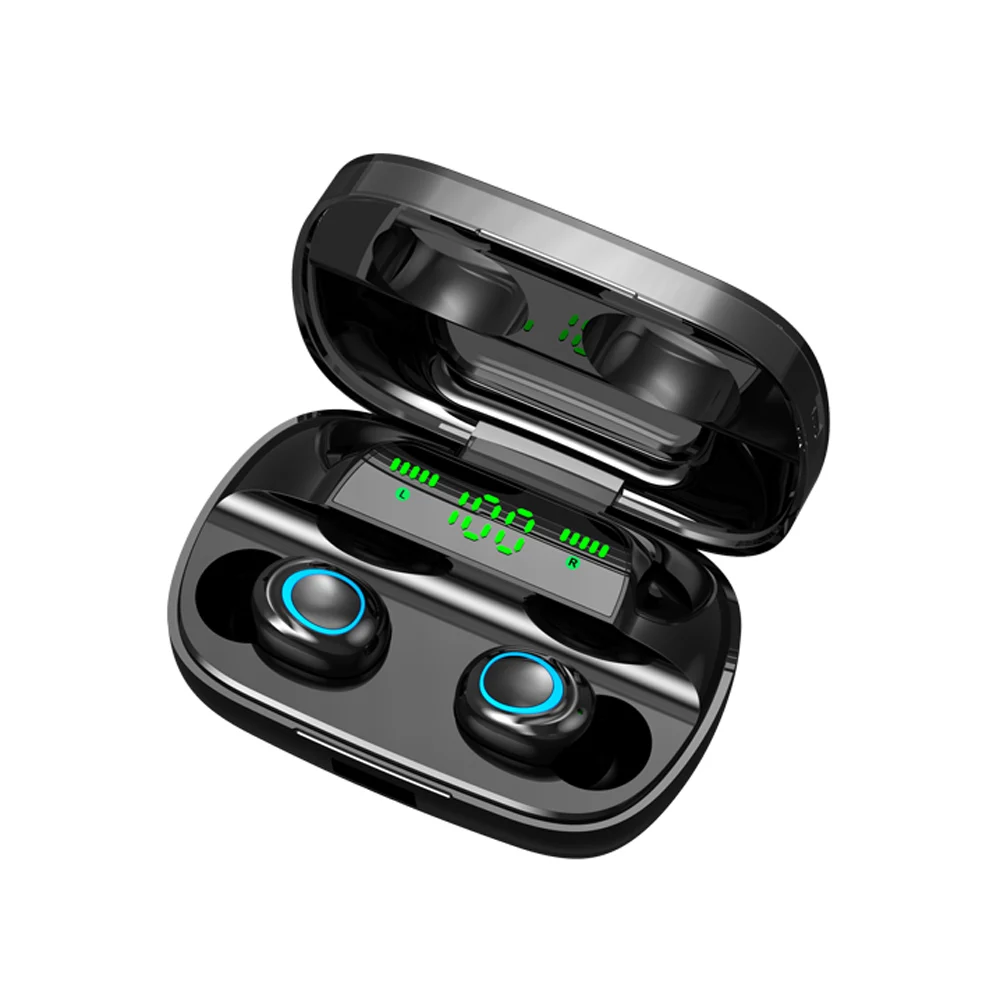 S11 беспроводные наушники Bluetooth 5,0, Мини наушники с сенсорным управлением, музыкальные наушники-вкладыши, гарнитура с микрофоном, 3500 мАч, зарядная коробка - Цвет: Black 3