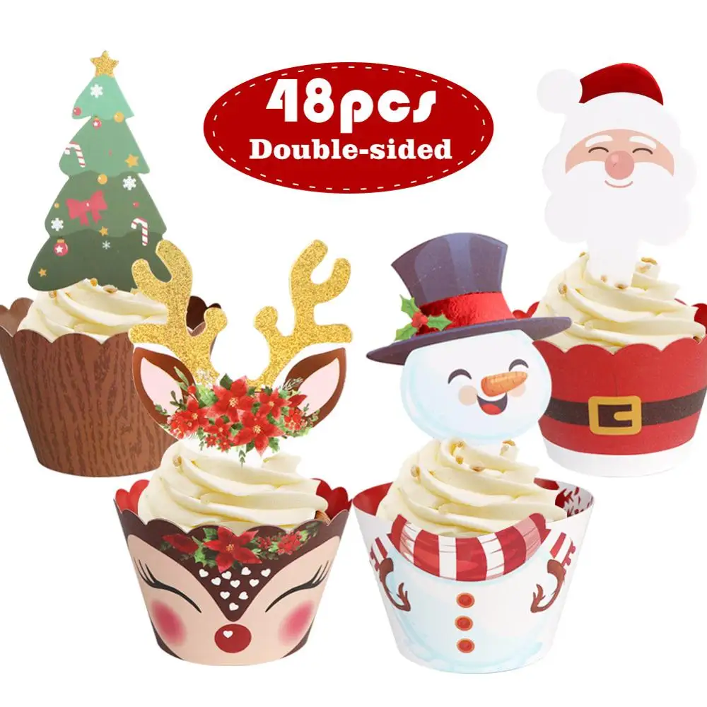 cupcake OurWarm DIY Войлок Рождественская елка Снеговик с орнаментом поддельная Рождественская елка детские игрушки Рождественская вечеринка украшения год - Цвет: cupcake