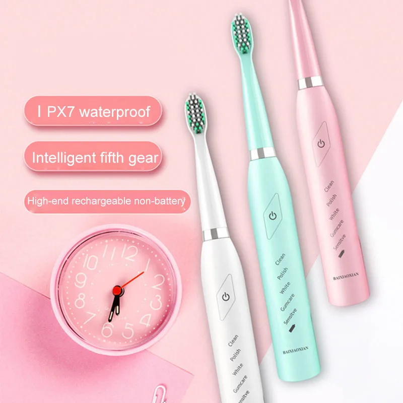 

Sonic Electric Toothbrush Adult USB Rechargeable Soft Hair Automatic Waterproof Couple Sonic Toothbrush Ultrasonic Tooth Brush.