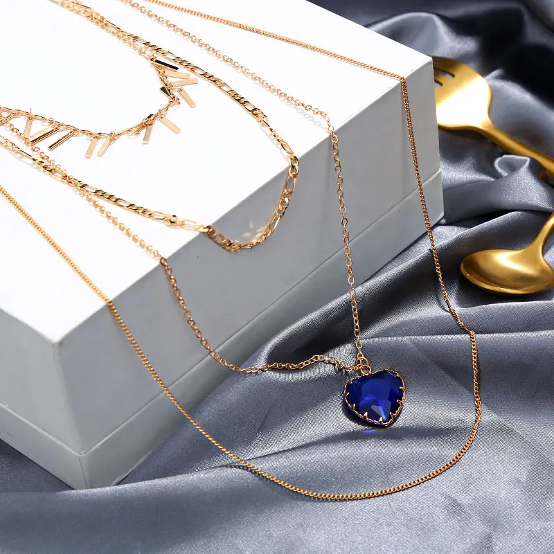 Многослойный ошейник чокер с подвеской в виде сердца|Цепочки| |