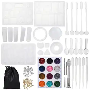 

83 Pcs DIY Bracelet Pendant Earrings Silicone Casting Molds Tools Set With Black Storage Bag For Jewelry Craft Making