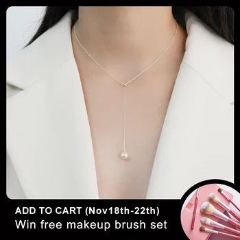 

ASHIQI 7-8mm Natural Freshwater Pearl Necklace 925 Sterling Silver jewelry for women