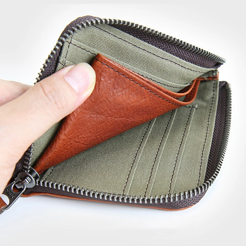Кошелек из натуральной кожи для мужчин и женщин в винтажном стиле, короткий маленький кошелек на молнии, кошелек с карманом для монет, держатель для карт, сумка для денег