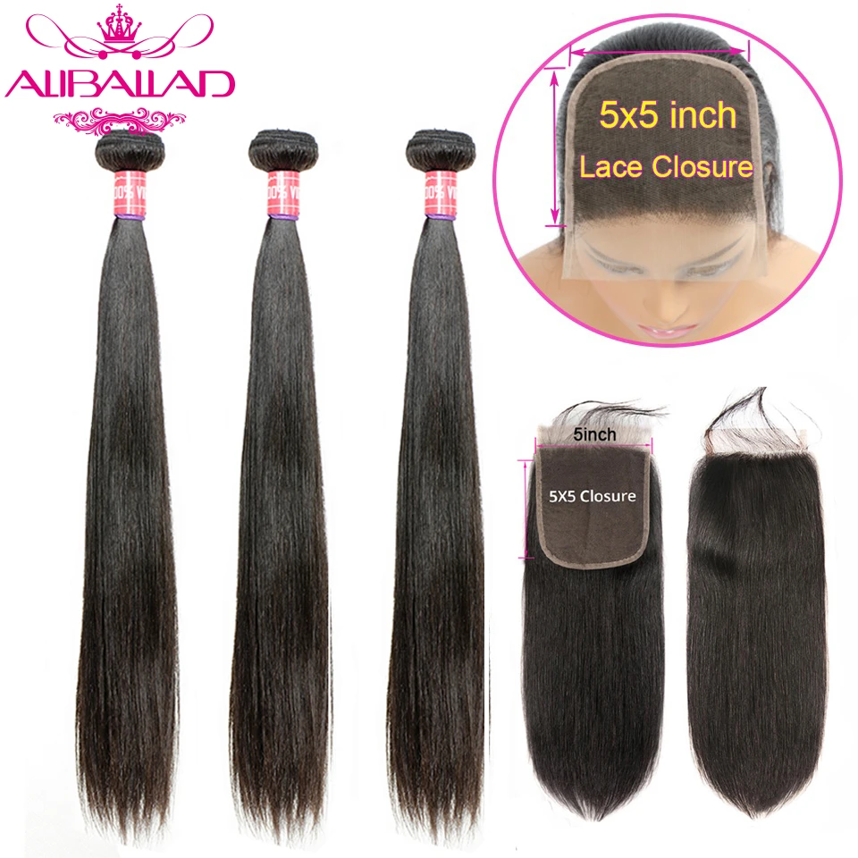 5x5 Brazilian Straight Hair Bundles With Closure Human Hair Weave 3 Bundles With Lace Closure Brazillian Remy Hair Extension Bundles With Closure Bundles With Closure Straightbundles With Lace Closure Aliexpress