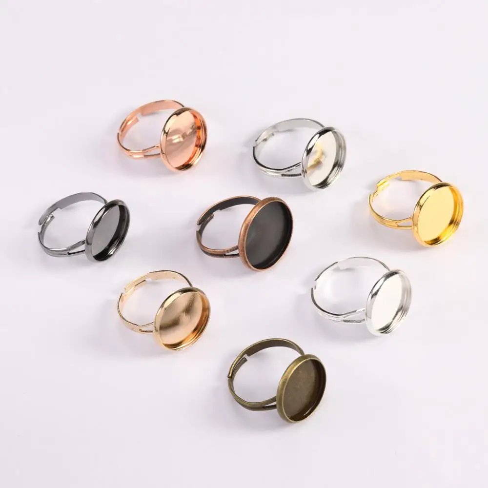 

10pcs/lot High Quality 8 10 12 16 20 25mm Retro Adjustable Ring Settings Blank Ring Base Glass Cabochons Base For Jewelry Making