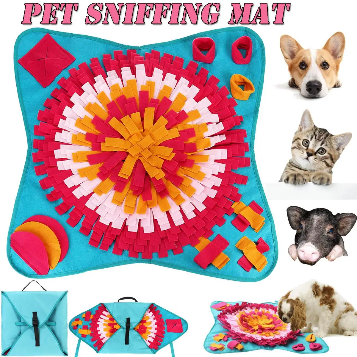 

Pet Sniffing Mat Dog Puzzle Decompression Training Feeding Flowers Interactive Game Blanket Snuffle Feeding Training Mat