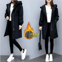

NEW Women's Winter Coat Mid-Length Plus Velvet Thicken Warm Cotton Parkas Jacket Large Size Hooded Women Windbreaker Overcoat